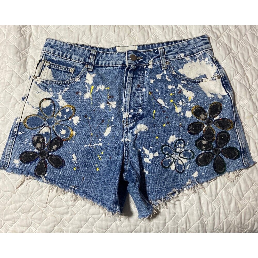Oli & Hali shorts oli and hali shorts bleach paint womens large flower patches